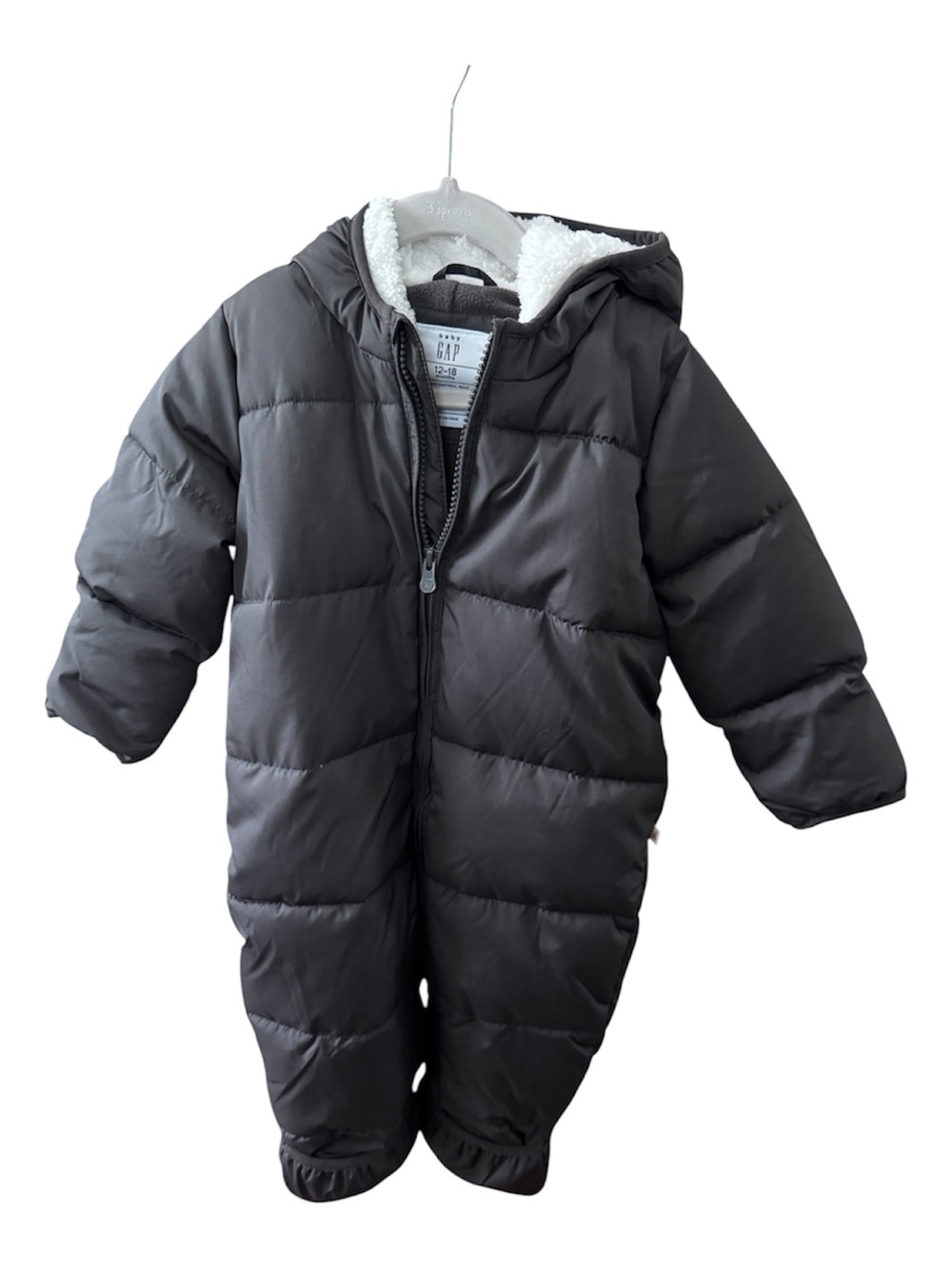 GAP Dark Grey Quilted Hooded One-Piece Puffer Snow Suit